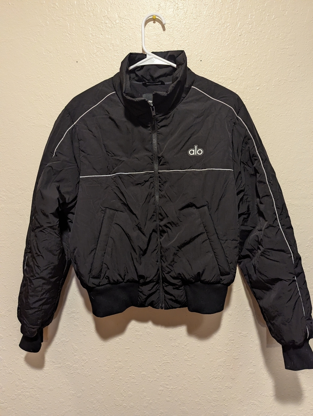 Alo Yoga Drop Top Jacket Black Medium Women's Reflective Winter Coat Warm